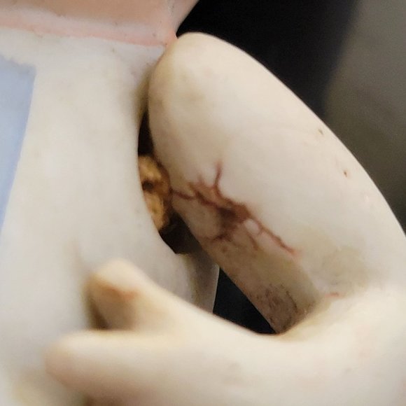 Vintage Nippon Bisque Baby Boy with Jointed Arms, Small Bisque Boy Doll - Picture 8 of 8